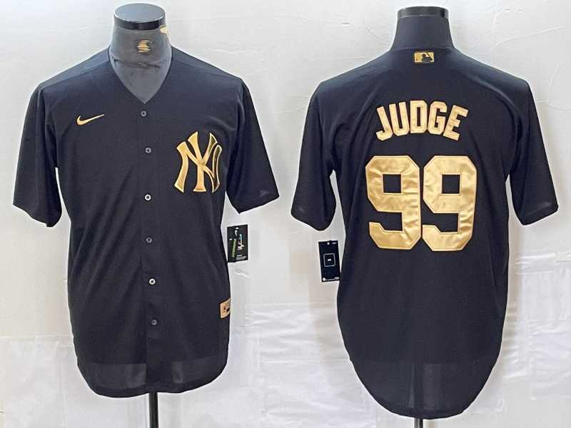 Men%27s New York Yankees #99 Aaron Judge Black Gold Cool Base Stitched Jersey->new york yankees->MLB Jersey